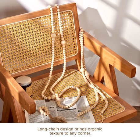 Natural Wood Bead Garland Boho Decor