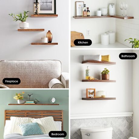 Chenshia Pine Wood Home Office Floating Shelves Wall Storage Display Shelf