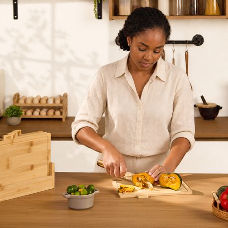 5-Piece Bamboo Chopping Board Set with Stand