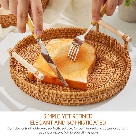 Bamboo Cutlery Set Stainless Steel Luxury Knives Forks Spoons Pack