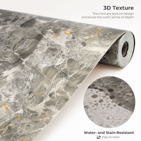 Golden Grey Marble-Effect Self-Adhesive Vinyl Roll | 40 cm × 3 m