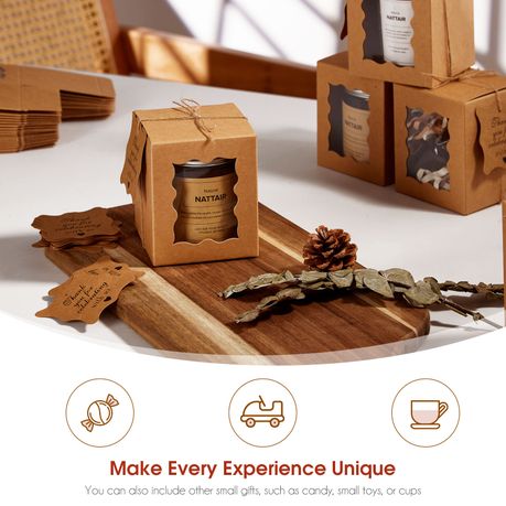 Chenshia 25Pc Kraft Gift Box Set Window & Note Wedding Favour Packaging Box