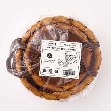 Natural Wood Chip Woven Fruit & Veg Basket Set