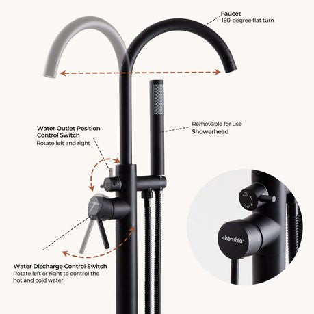 Freestanding Bath Mixer & Handheld Shower