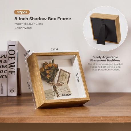 Brown 20cm Shadow Box Frame - 3D Deep Display Case (2 Pack)
