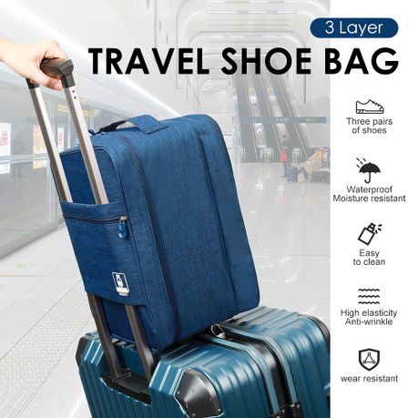 3-Layer Travel Shoe Organizer Bag - Grey