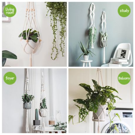 Cotton Rope Boho Macrame Plant Hanger Set 5Pcs