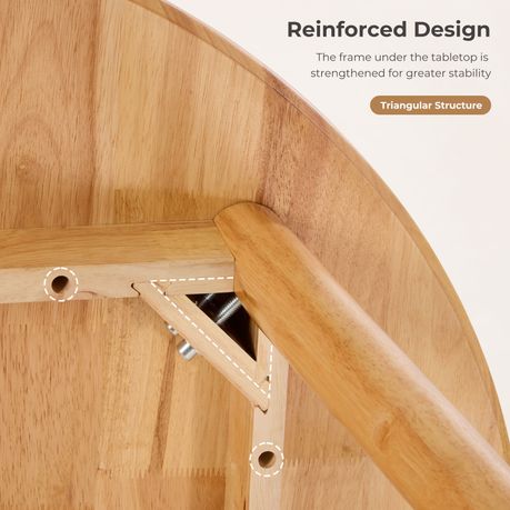 90cm Round Solid Rubberwood Dining Table