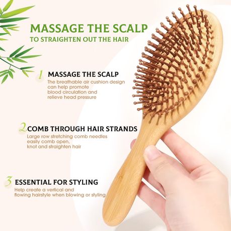 Natural Bamboo Bristle Oval Hairbrush
