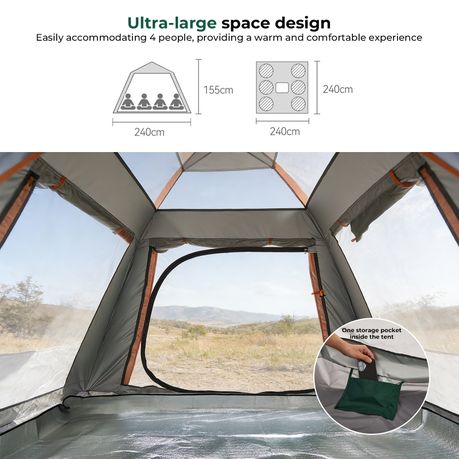 Chenshia 4 Person Camping Tent 210D Oxford Fabric Anti-Mosquito Pop-Up Tent
