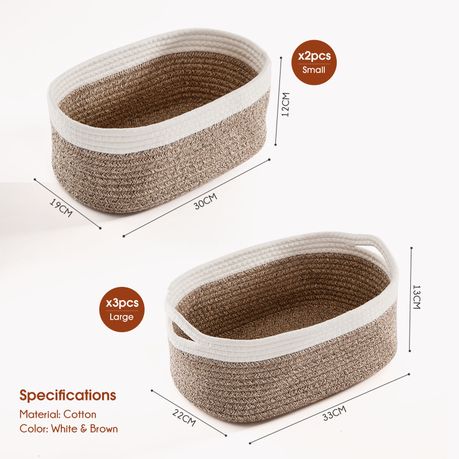 Chenshia 5-Piece Cotton Woven Storage Organiser Bins