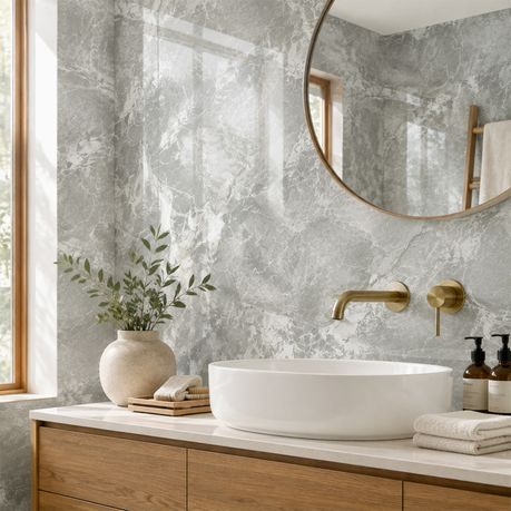 Grey Marble-Effect Self-Adhesive Vinyl Roll | 40 cm × 3 m