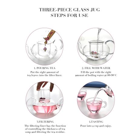 Chenshia Classy Glass Teapot Heat Resistant Floral Herbal Tea Kettle