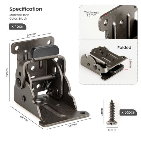 Self-Locking Folding Table Leg Mount Hinge Set