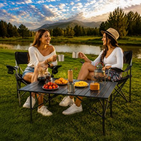 Folding Camping Wagon with Roll-Top Table | 120L