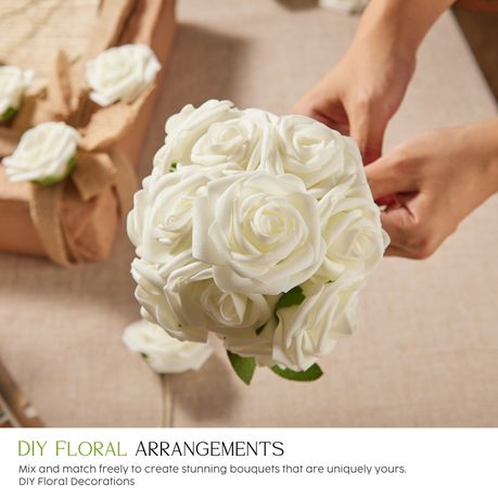 50Pc Artificial Roses Soft Foam DIY Wedding Bouqet Party Decor