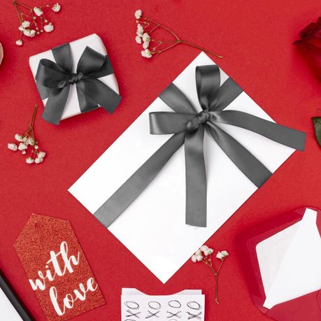 Grey Satin Ribbon Set (25 mm × 22 m)