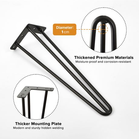 4Pc Iron Table V-Shape Furniture Leg Set - 40cm