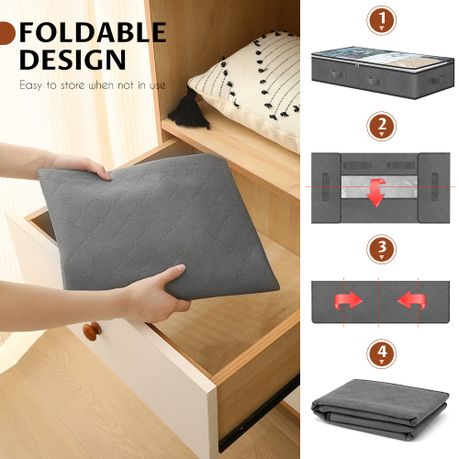 Chenshia 90L Underbed Storage Containers Clothes Blankets Winter & Handles - Grey