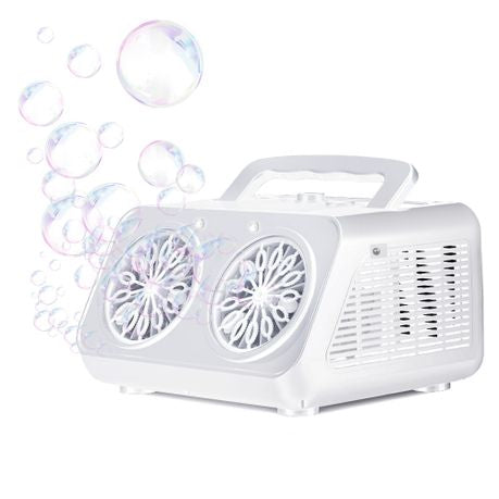 White Dual-Fan Automatic Bubble Machine | 20,000+ Bubbles | LED Lights