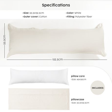 Faux Down Body Pillow with Pillowcase 45x150cm