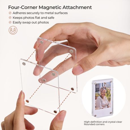 10-Pack Acrylic Magnetic Photo Frames with 4 Clips