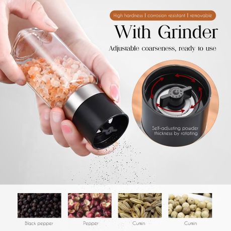 Chenshia 24-Piece Spice Jar Set Walnut Lids-Labels, Grinder, Pen & Funnel