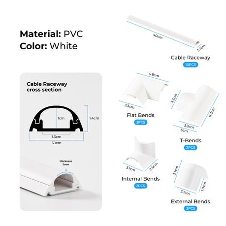 Chenshia 4m Wire Cover Half Round Cable Management Trunking Cable Organiser