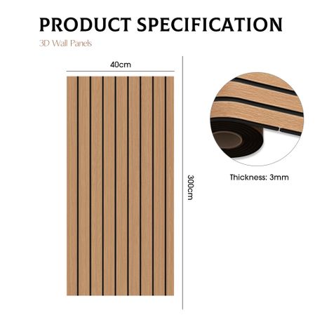 3D Fluted Wooden Wallpaper - Brown