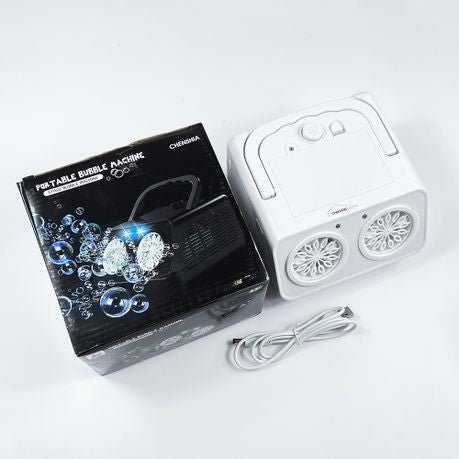 White Dual-Fan Automatic Bubble Machine | 20,000+ Bubbles | LED Lights