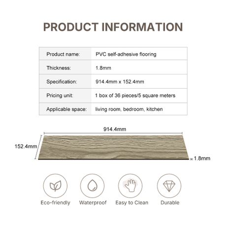 Vinyl Flooring Planks 36Pc Waterproof Self-Adhesive Tiles