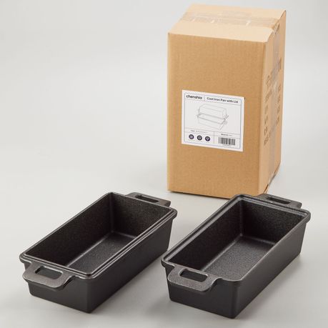 Chenshia 2.6L Cast Iron Baking Pan Banana Loaf Bread Baking Pan & 2.3L Lid