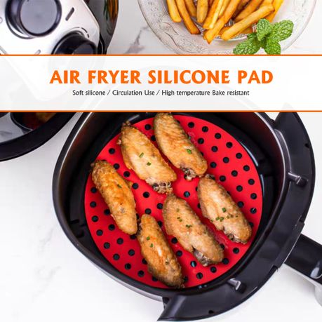 Chenshia Dishwasher Safe Silicone Non Stick Air Fryer Liners Mat Round - Red