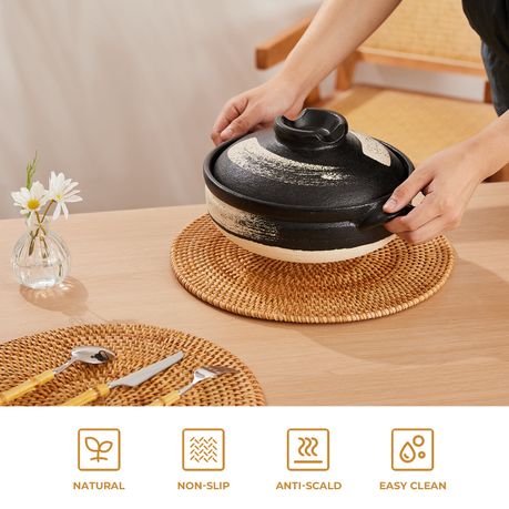 40cm Boho Handwoven Round Placemats- 4 Pack