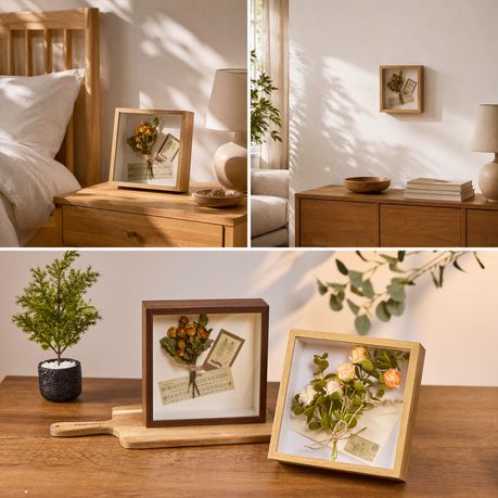 Brown 20cm Shadow Box Frame - 3D Deep Display Case (2 Pack)
