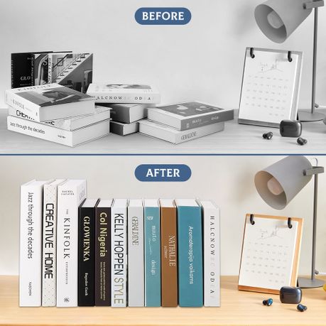 Chenshia -4Pcs Clear Acrylic Bookends For Book Stopper, Shelves, Desk, Home