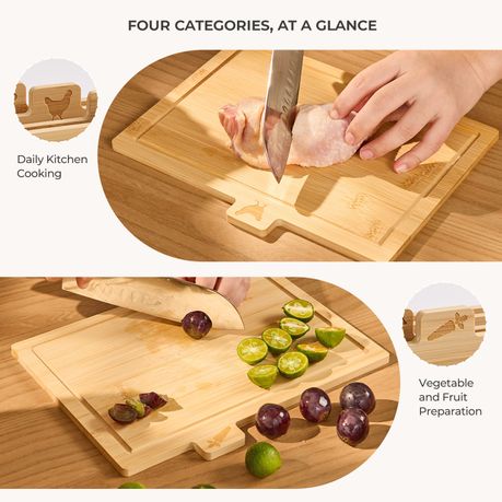5-Piece Bamboo Chopping Board Set with Stand