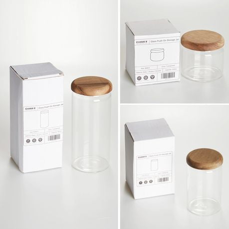 3pc Glass Canister Set with Acacia Lids