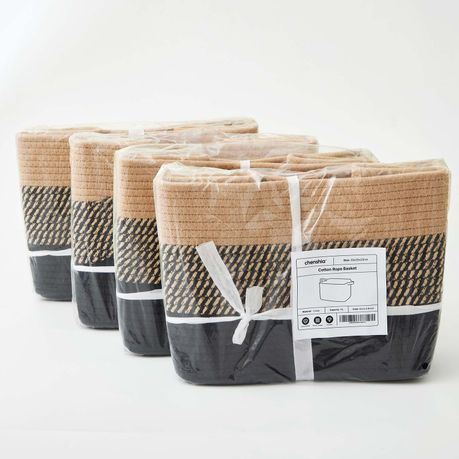 Chenshia 4Pc 19L Cotton Woven Storage Basket Cosmetic&Towel Organiser Bins