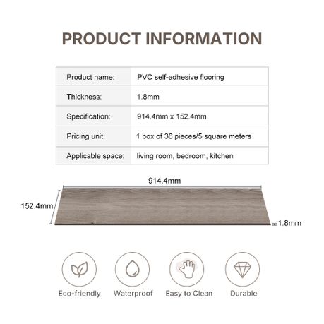 Vinyl Flooring Planks 36Pc Waterproof Self-Adhesive Tiles