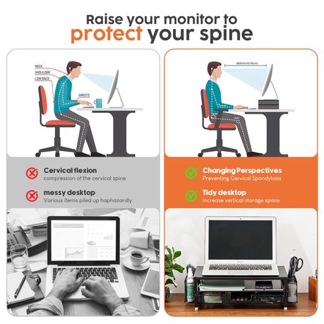 Chenshia 2-Tier Monitor Stand Riser Metal Desk Organizer Home Office & Study