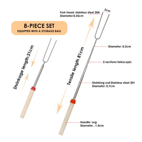 8 Marshmallow Roasting Sticks Stainle Steel 32 Inc