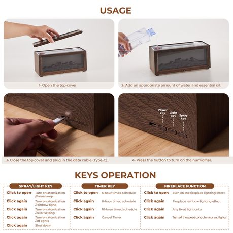 Essential Oil Diffuser Humidifier with 7 Colours, Timer & Remote