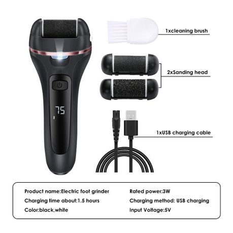 Electric Foot File & Callus Remover - Black