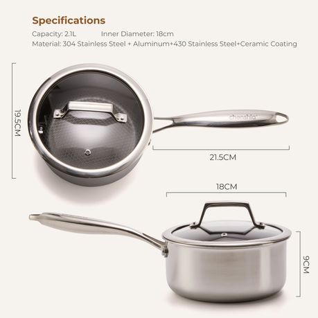 2.1L Ceramic Non-Stick Saucepan