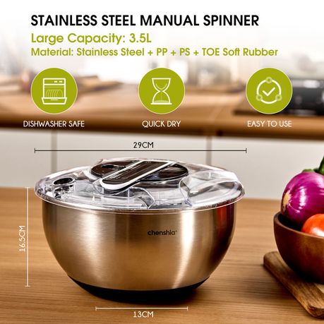 Chenshia 3.5L Steel Stainless Salad Spinner