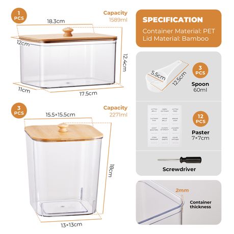 Laundry Pods Dispenser 4-Piece Container Set - Powder Detergent Box