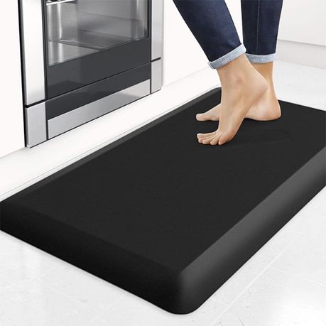Black Anti-Fatigue Kitchen Floor Mat 75x44cm