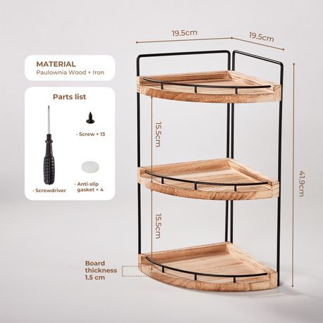 Chenshia Wood Tiered Vanity Organizer Kitchen Counter Corner Shelf Storage