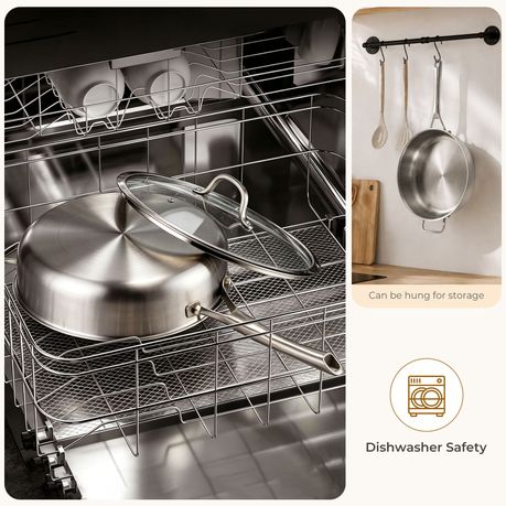 304 Stainless-Steel Deep-Frying Pan with Lid